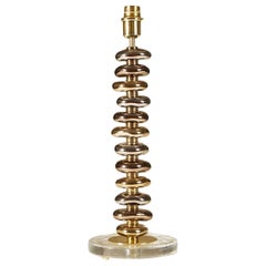 Murano Gold, bronze and silver Metallic glass and Brass Pebble Table Lamps