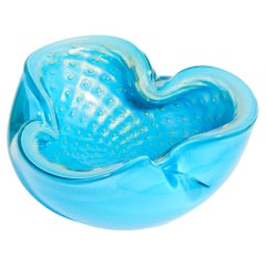Murano Gold Bubble Azure Blue Bowl