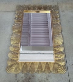 Murano Amber/Fume' Color Glass and Brass Mid-Century Console / Wall Mirror, 2020