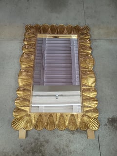 Murano Gold Color Glass and Brass Mid-Century Console / Wall Mirror, 2020