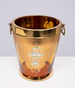 Murano Gold decorated Glass Ice Bucket signed  Italy