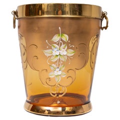 Murano Gold decorated Glass Ice Bucket signed  Italy
