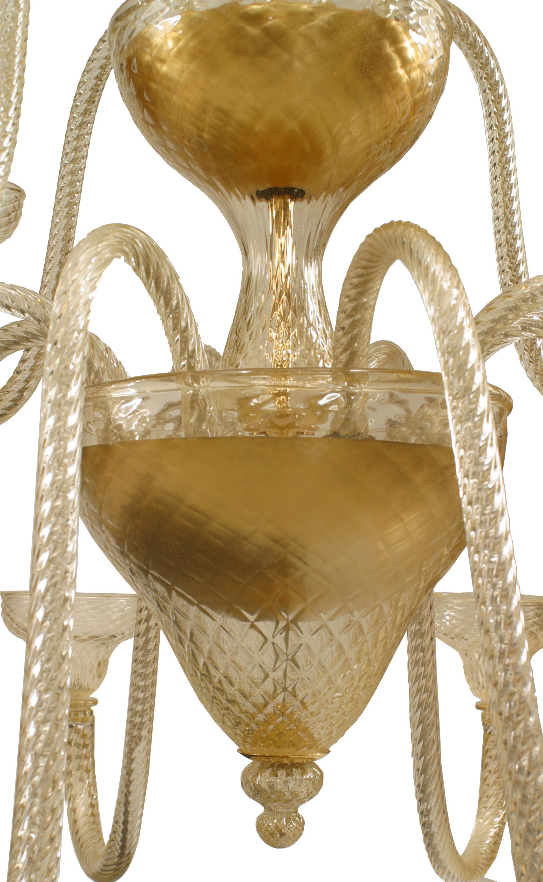 Italian Murano Gold Dusted Glass Ballotton Chandelier For Sale