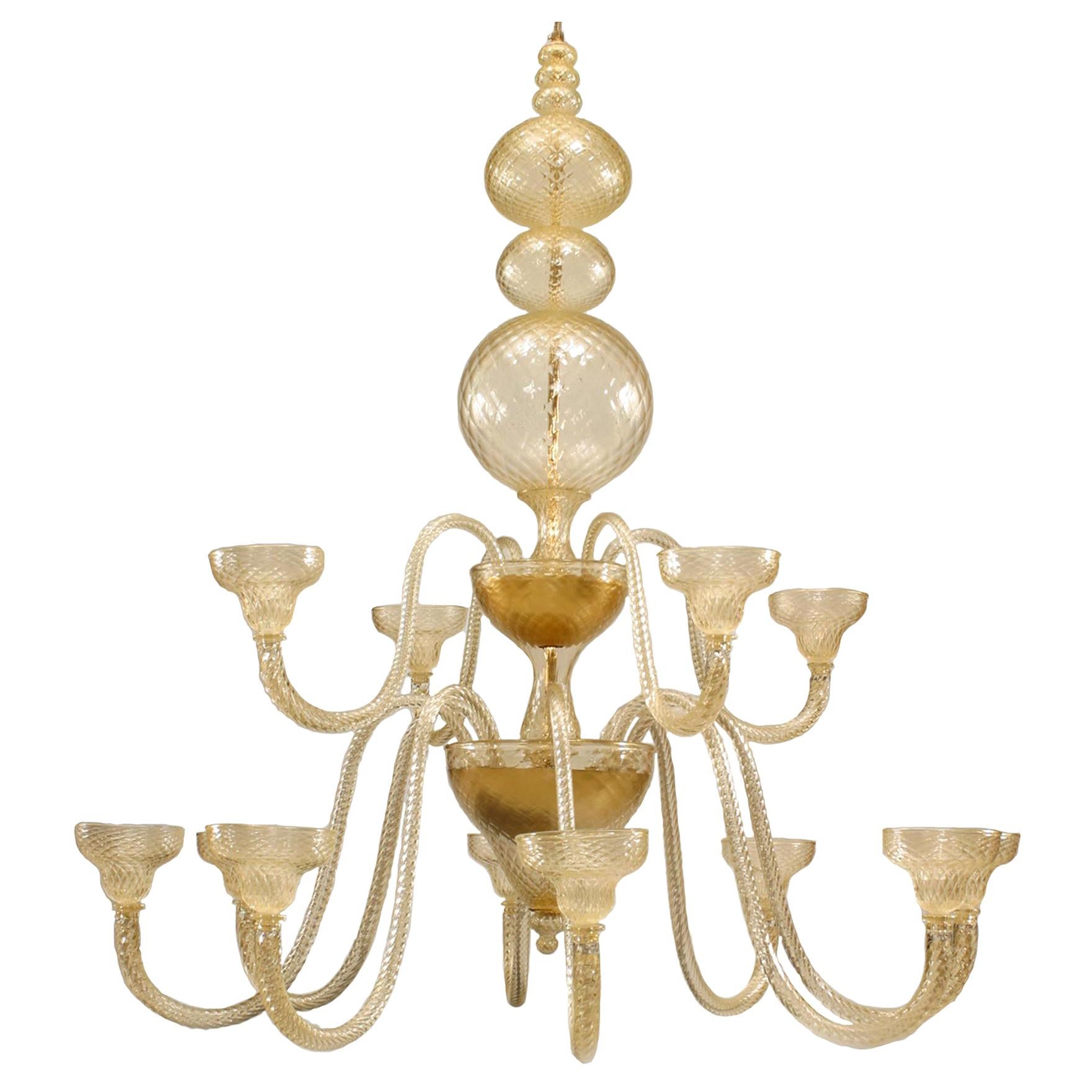 Murano Gold Dusted Glass Ballotton Chandelier For Sale