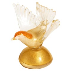 Murano Gold Flecked Glass Bird
