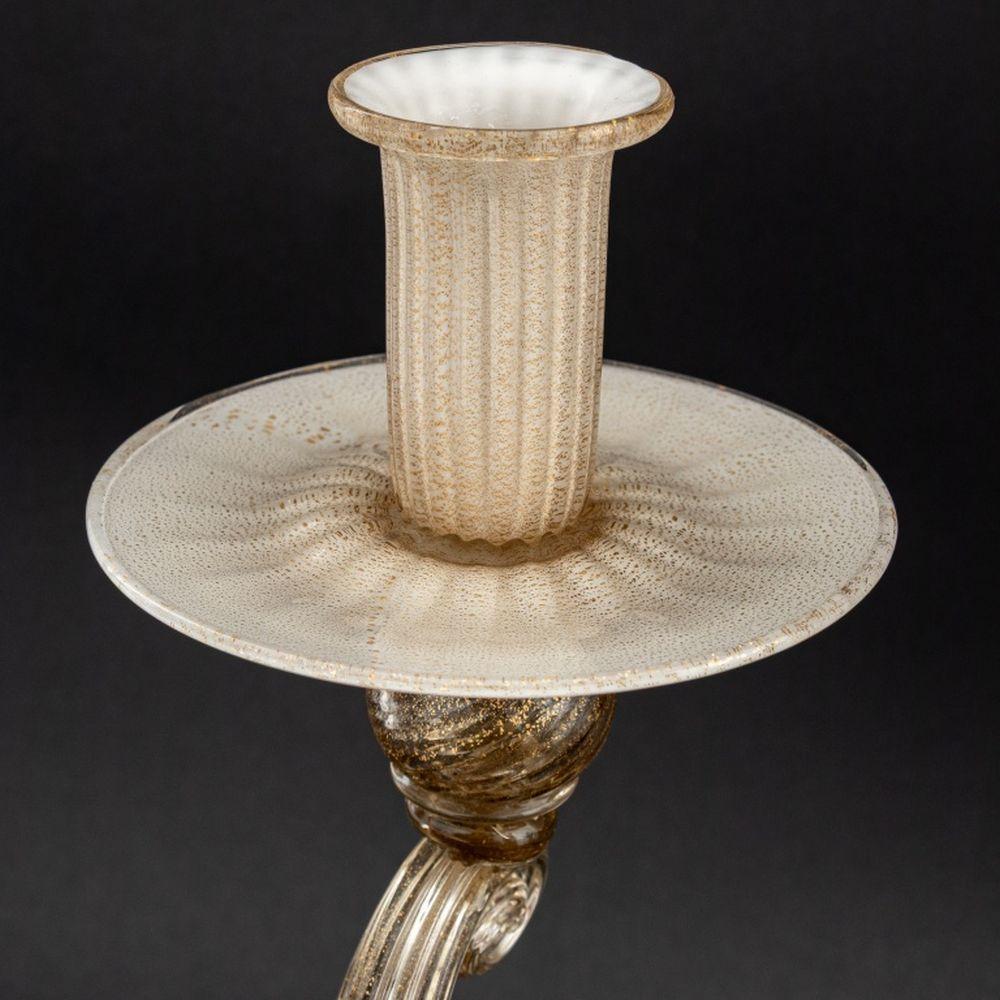 20th Century Murano Gold-Flecked Glass Candlesticks, 3 For Sale
