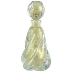 Murano Gold Flecks Bullicante Bubble Design Italian Art Glass Perfume Bottle