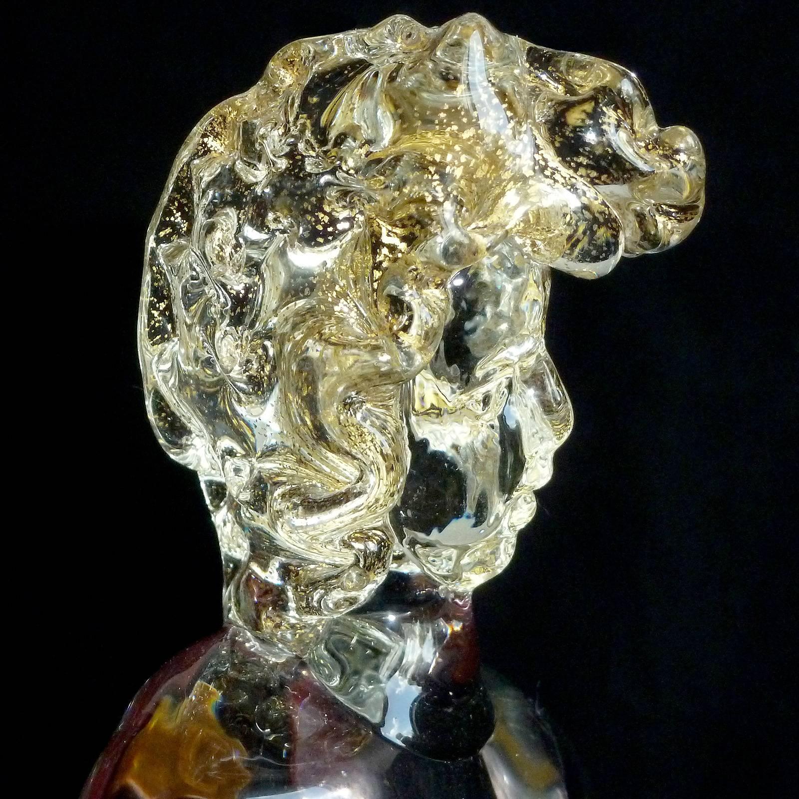 Murano Goldflecken Sommerso Rosa Garten Nymphe Italienische Kunst Glas Figur Skulptur (Handgefertigt) im Angebot