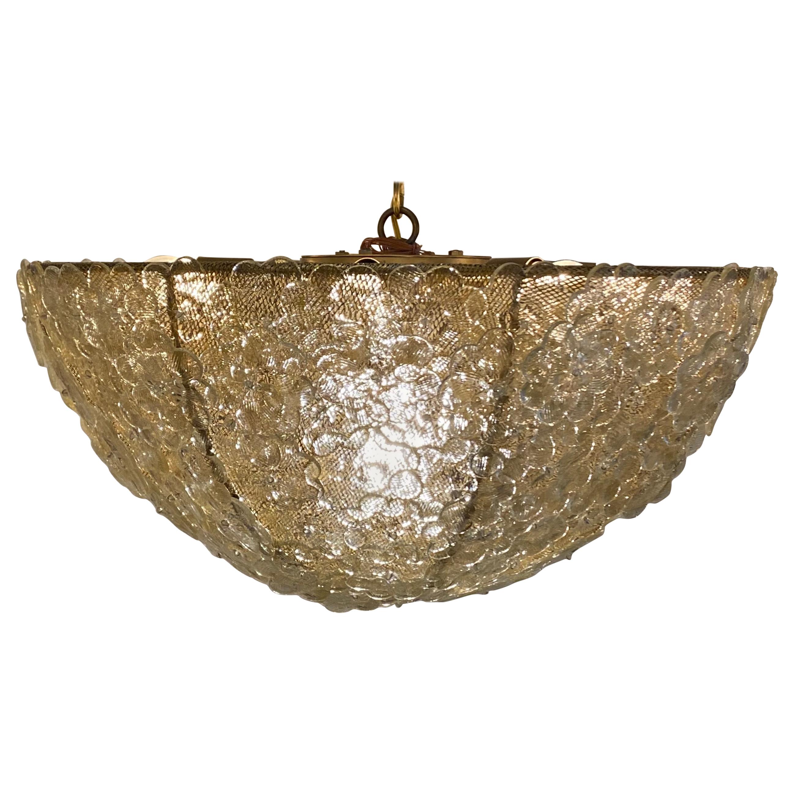 Murano Gold Flowers Basket Chandelier For Sale