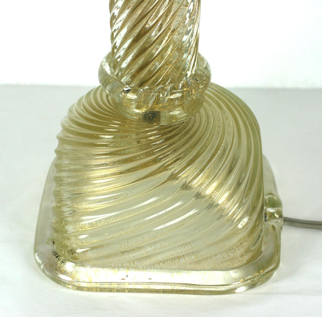 Murano Gold Fluted Glass Column Lamp For Sale 2