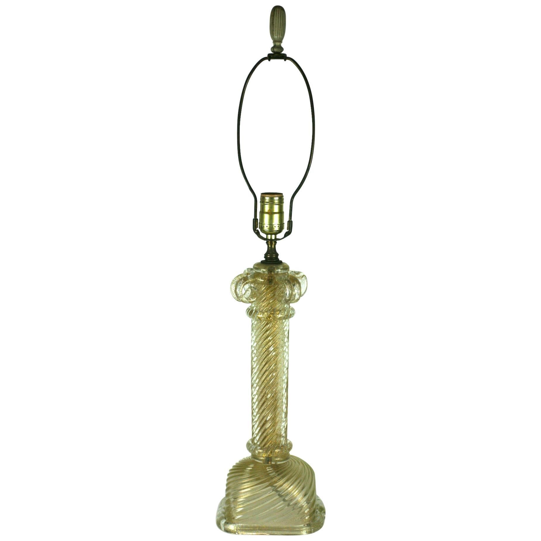 Murano Gold Fluted Glass Column Lamp For Sale