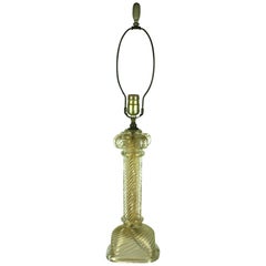 Lampe colonne en verre de Murano cannelé doré
