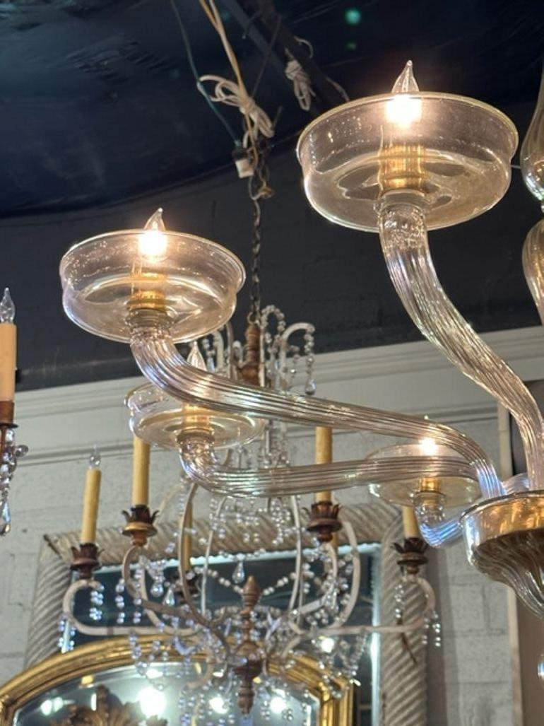 Murano Gold Glass 8-Arm Chandelier For Sale 1