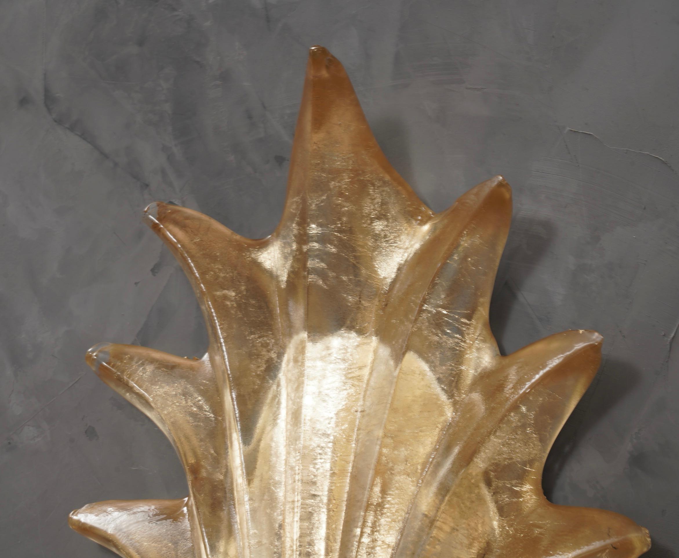 Mid-Century Modern Murano Gold Glass and Brass Wall Light, 1990 For Sale