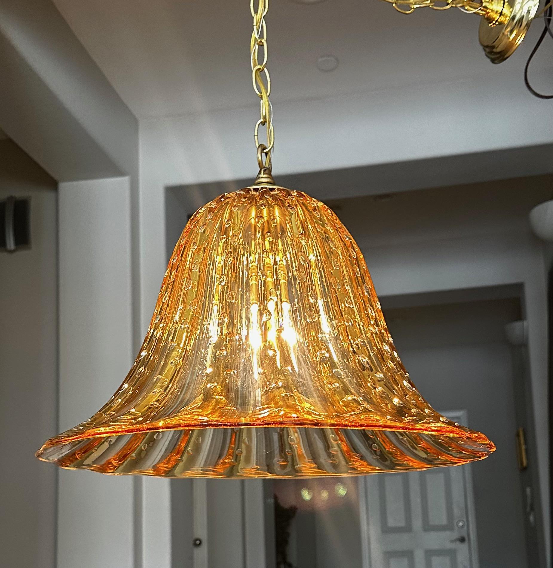 Murano Gold Glass Bell Shaped Chandelier or Pendant For Sale 4