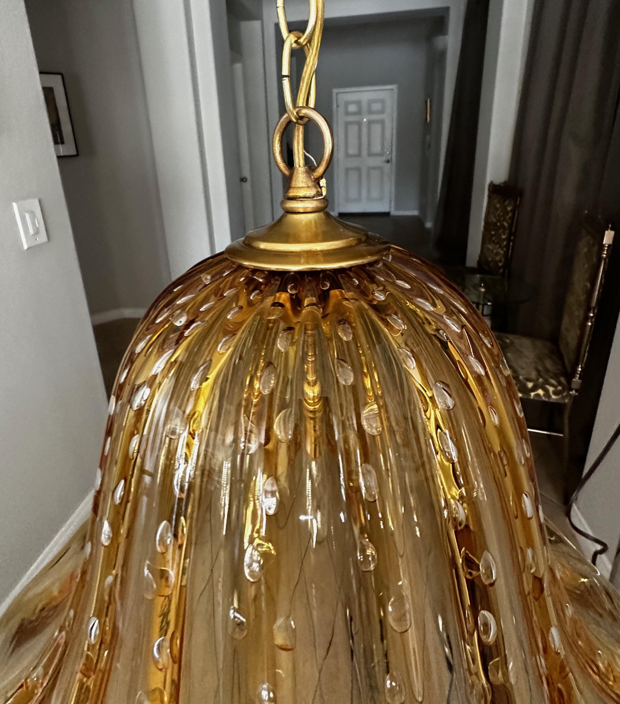 Murano Gold Glass Bell Shaped Chandelier or Pendant For Sale 5