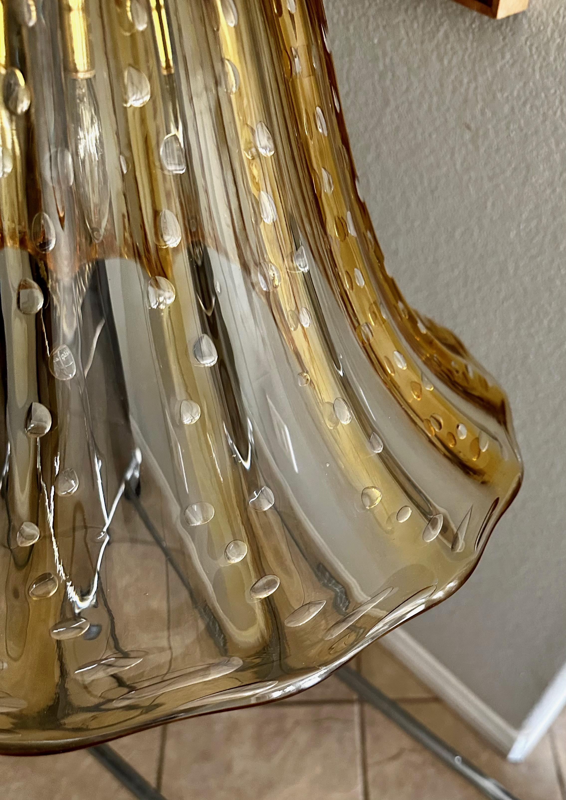Murano Gold Glass Bell Shaped Chandelier or Pendant For Sale 8