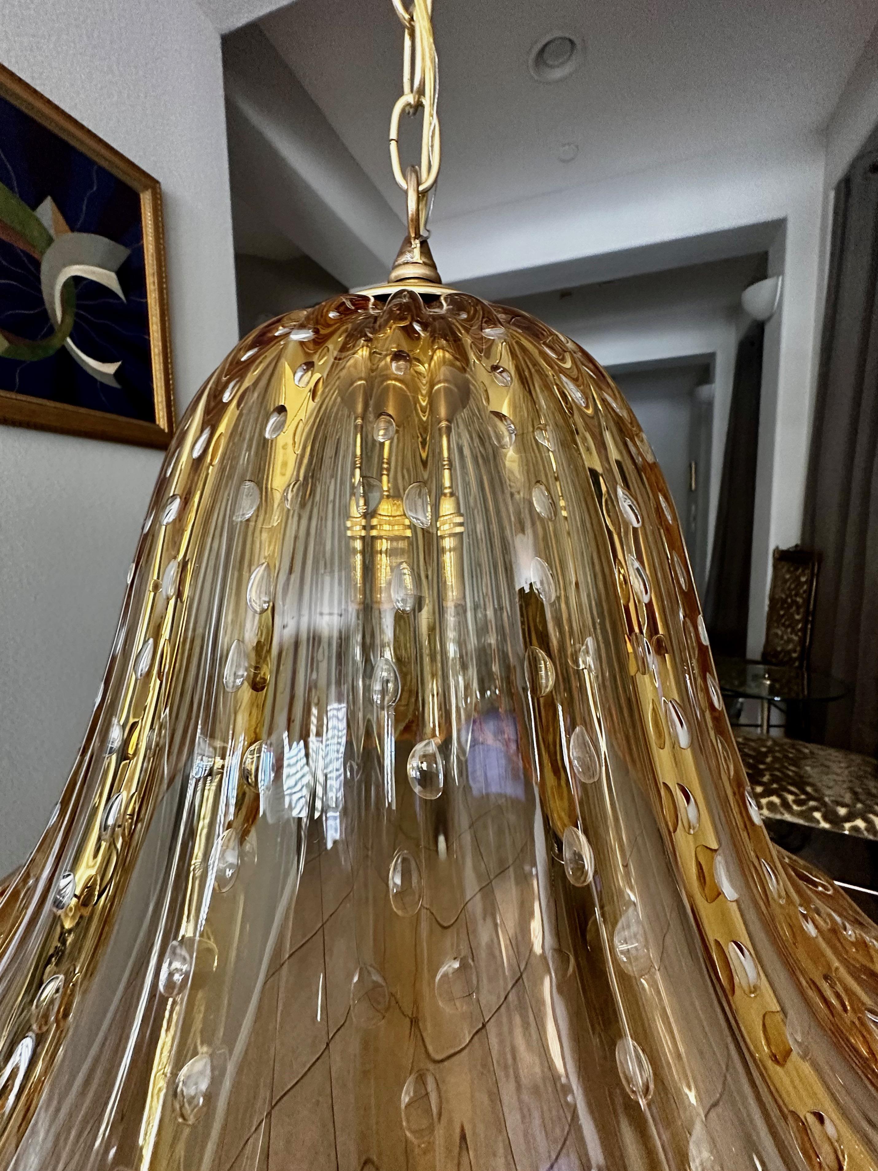 Murano Gold Glass Bell Shaped Chandelier or Pendant For Sale 9