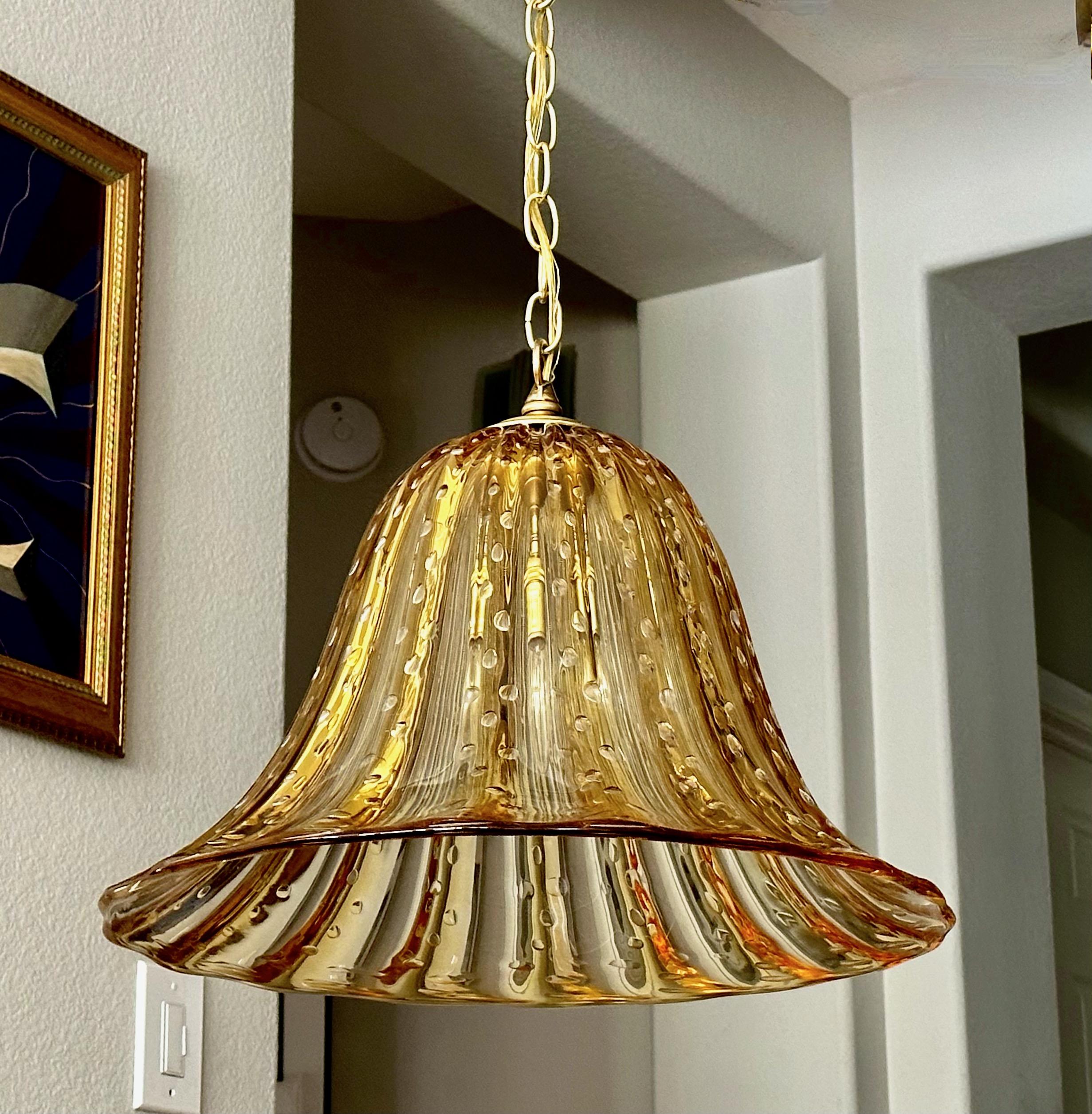 Murano Gold Glass Bell Shaped Chandelier or Pendant For Sale 10