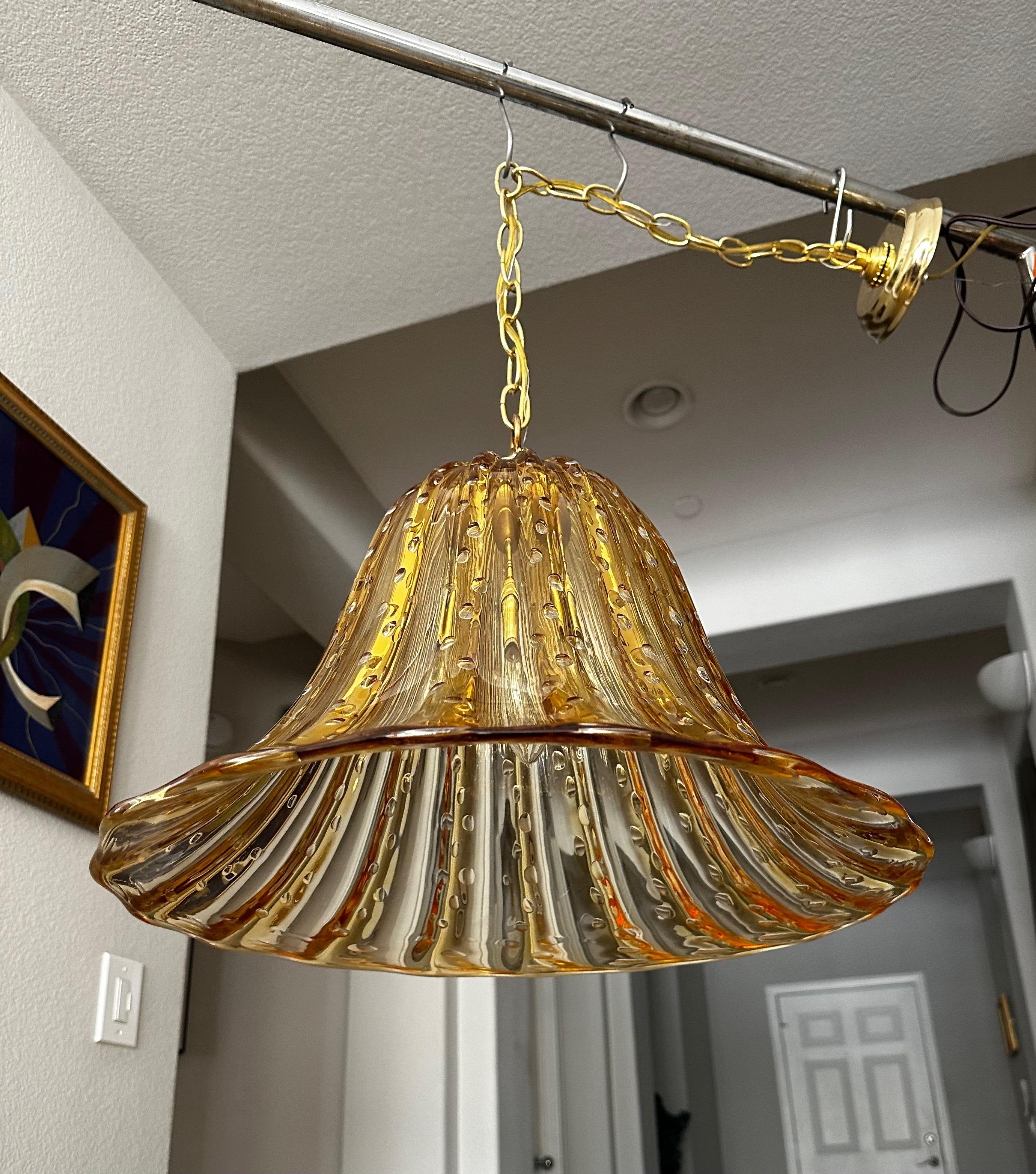 Murano Gold Glass Bell Shaped Chandelier or Pendant For Sale 1