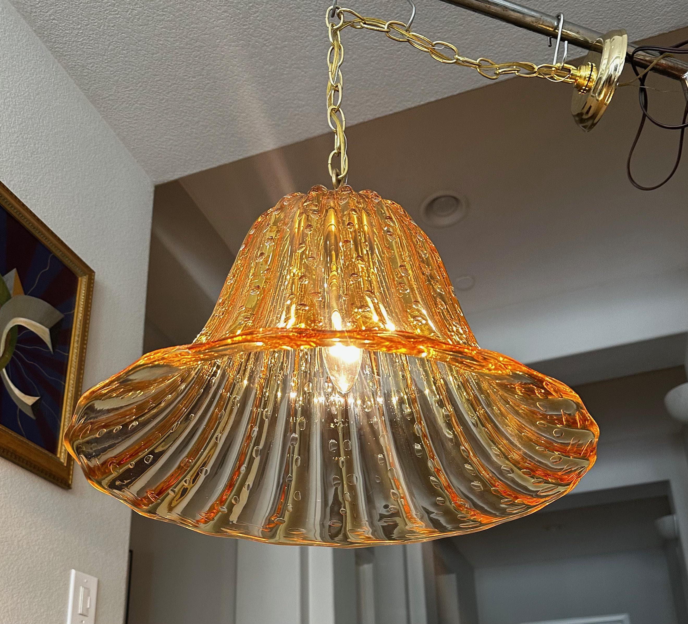 Murano Gold Glass Bell Shaped Chandelier or Pendant For Sale 3