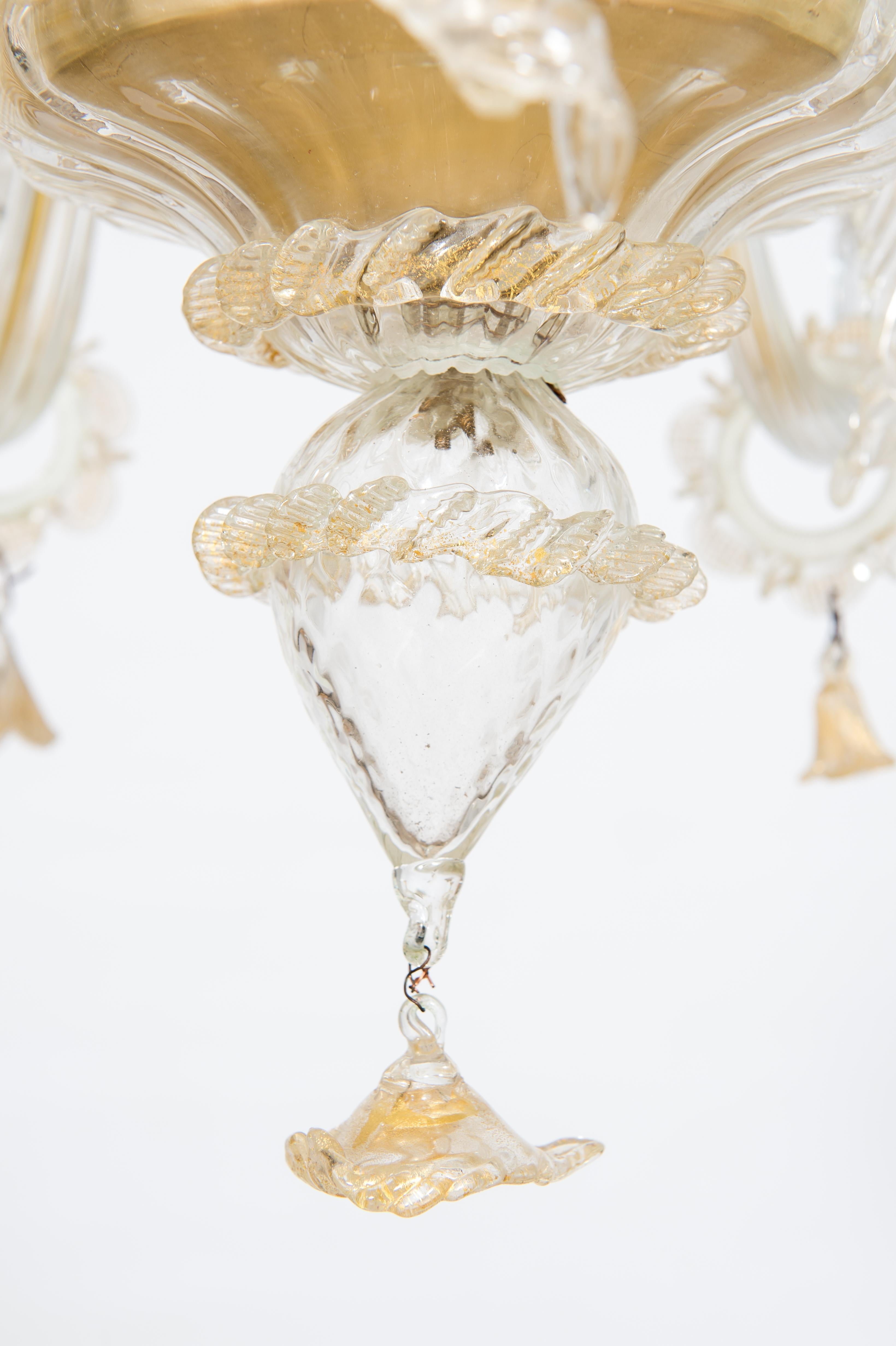 Italian Murano Gold Glass Chandelier by Vintage Murano Gallery, 1980s For Sale