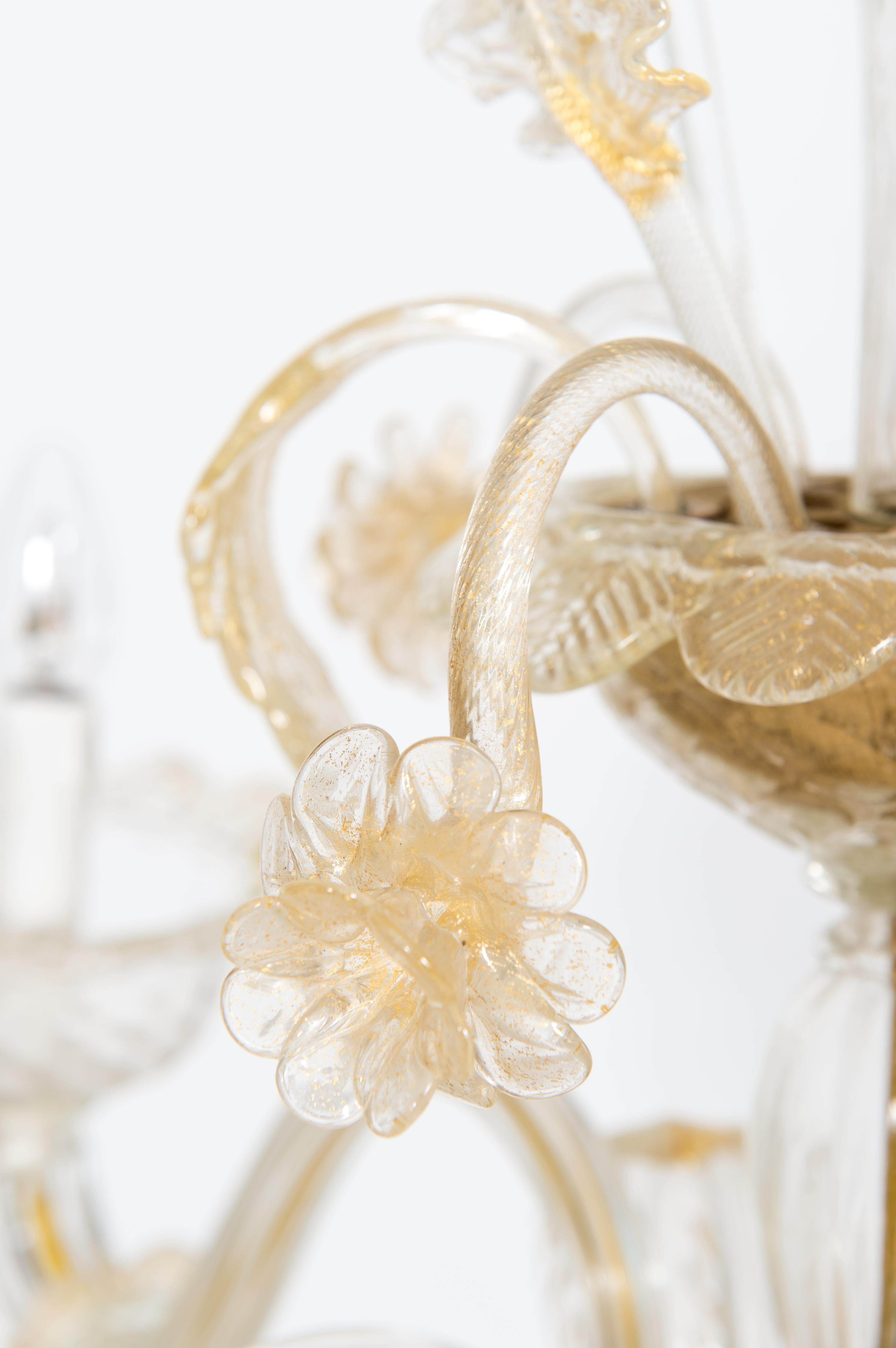 Murano Gold Glass Chandelier by Vintage Murano Gallery, 1980s For Sale 1
