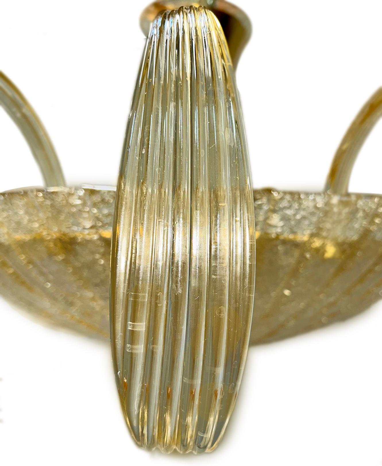 Lampadario in vetro oro di Murano In condizioni buone in vendita a New York, NY
