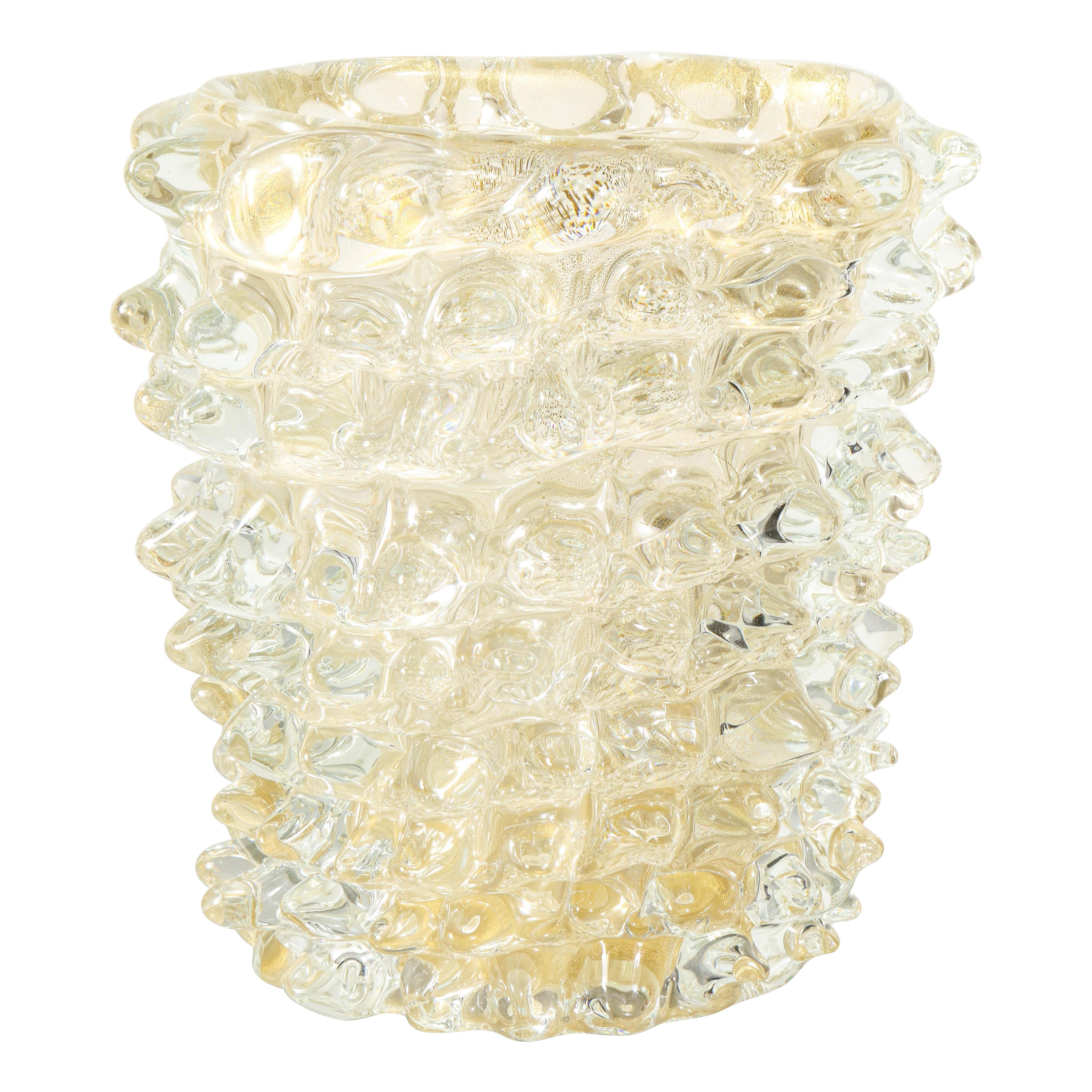 Vase "Rostrate" en verre doré de Murano