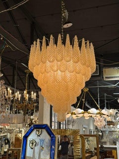 Lustre en forme de goutte d'eau en verre granola doré de Murano