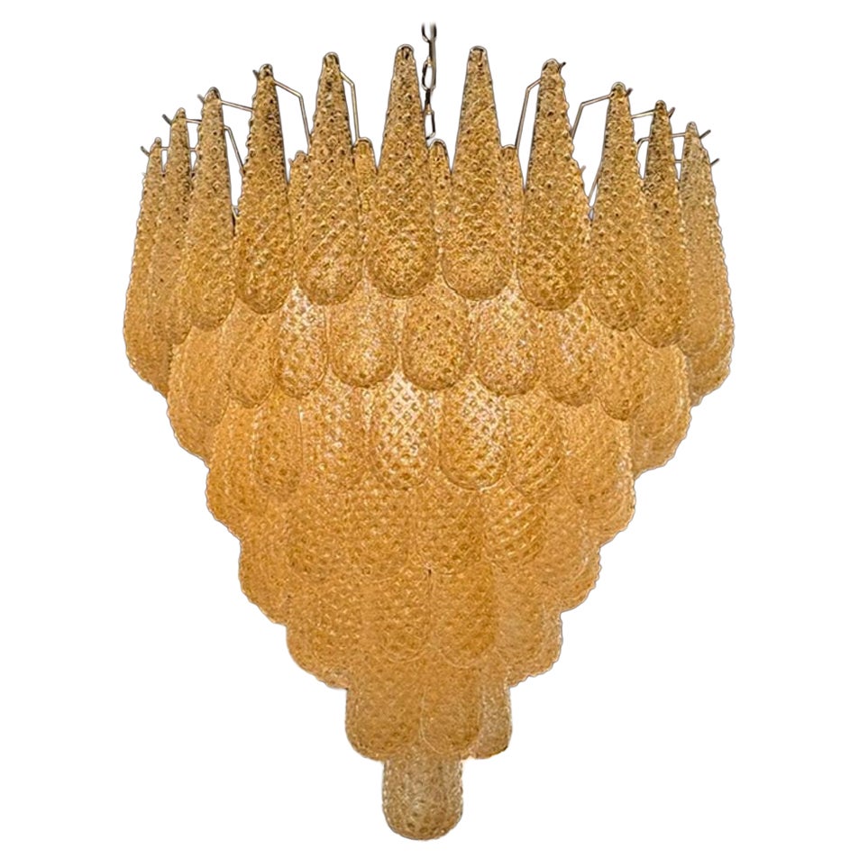 Murano Gold Granola Glass Tear Drop Chandelier