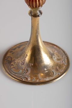 Murano Gold Paste Hand Painted Wine Glass, Italy, circa 1970