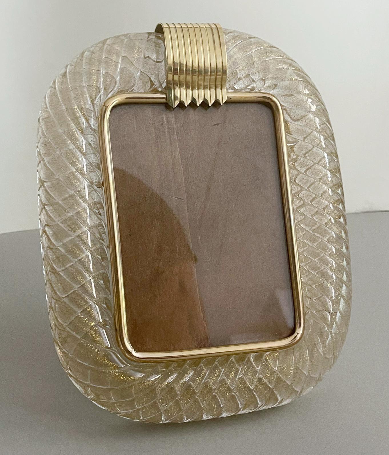 Vintage photo frame in hand blown clear Murano 