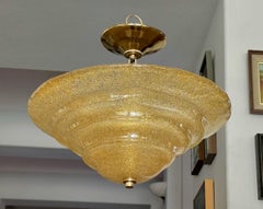 Murano Gold Rugiadoso Glass Semi Flush Mount Ceiling Light