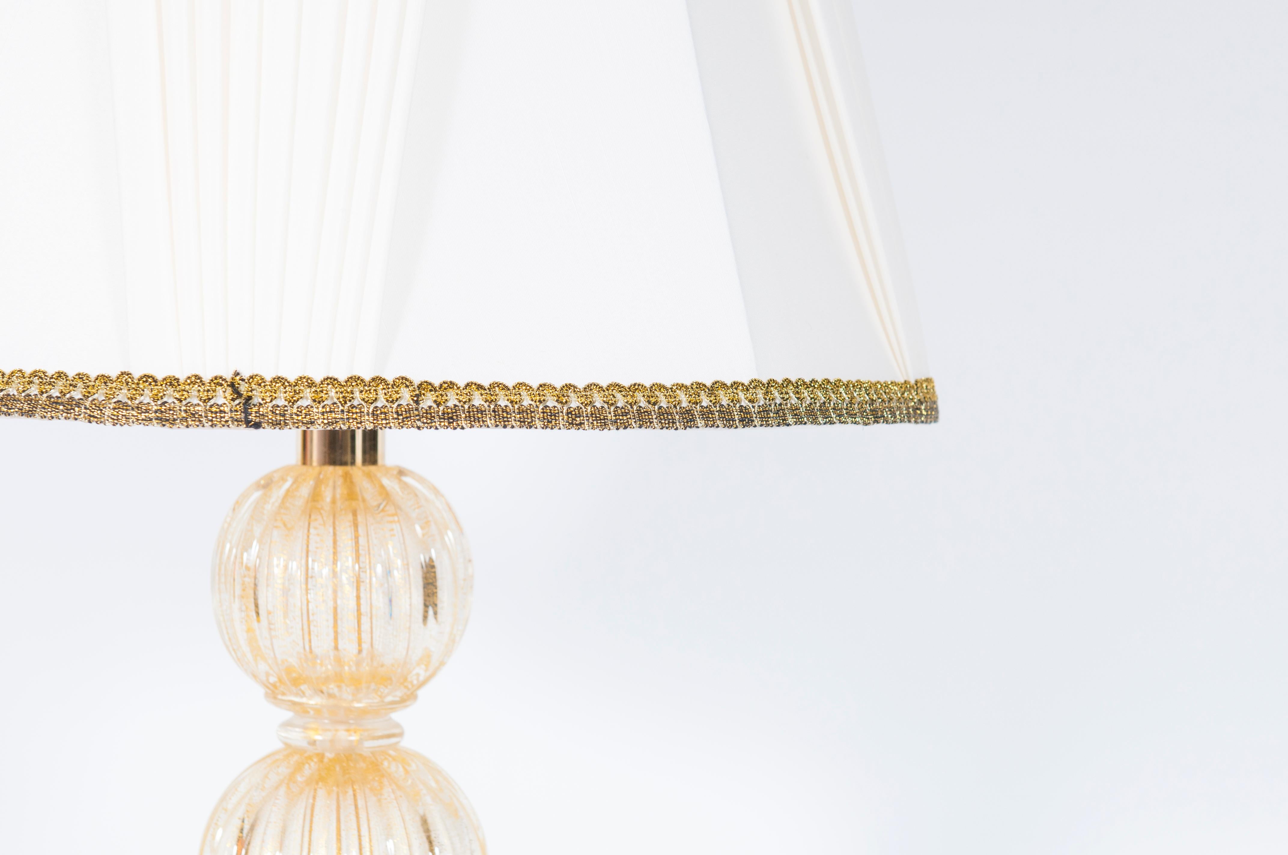 Fait main Lampe de table en or de Murano par Giovanni Dalla Fina, circa 1970 en vente