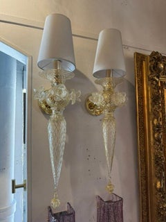 Murano Gold Venetian Style Flower Sconces