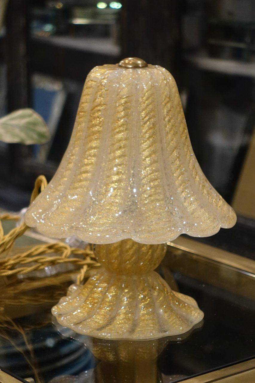 Italian Murano Golden Opaque Glass Table Lamps, 1970s, Italy