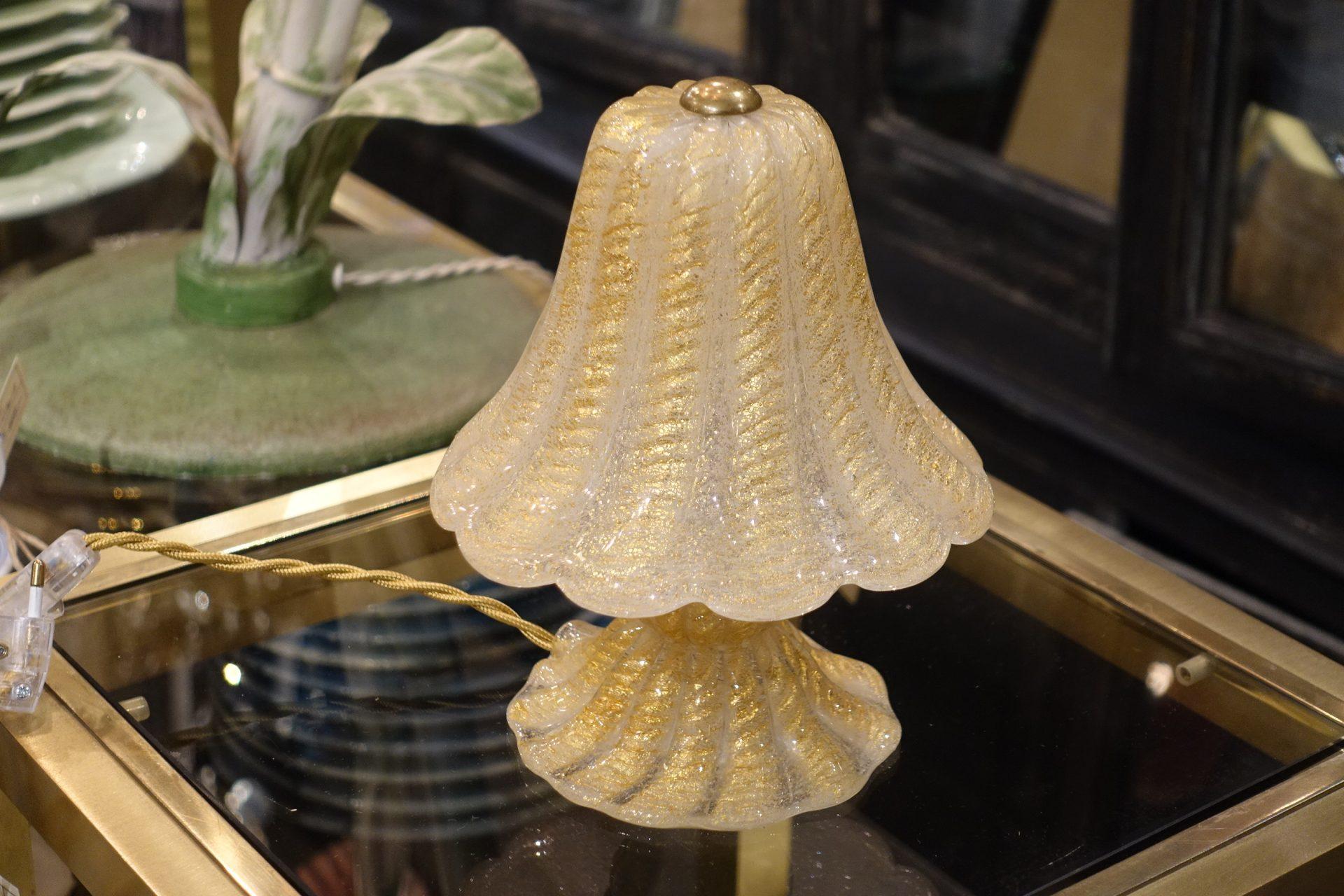 Late 20th Century Murano Golden Opaque Glass Table Lamps, 1970s, Italy
