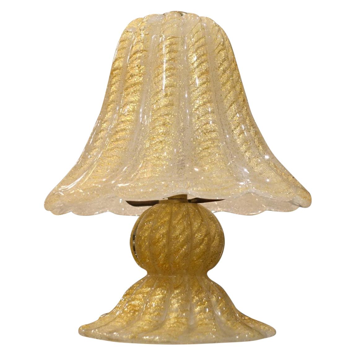 Murano Golden Opaque Glass Table Lamps, 1970s, Italy