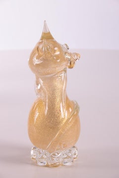 Murano golden Vintage Cat with Gold Accents in It 1960