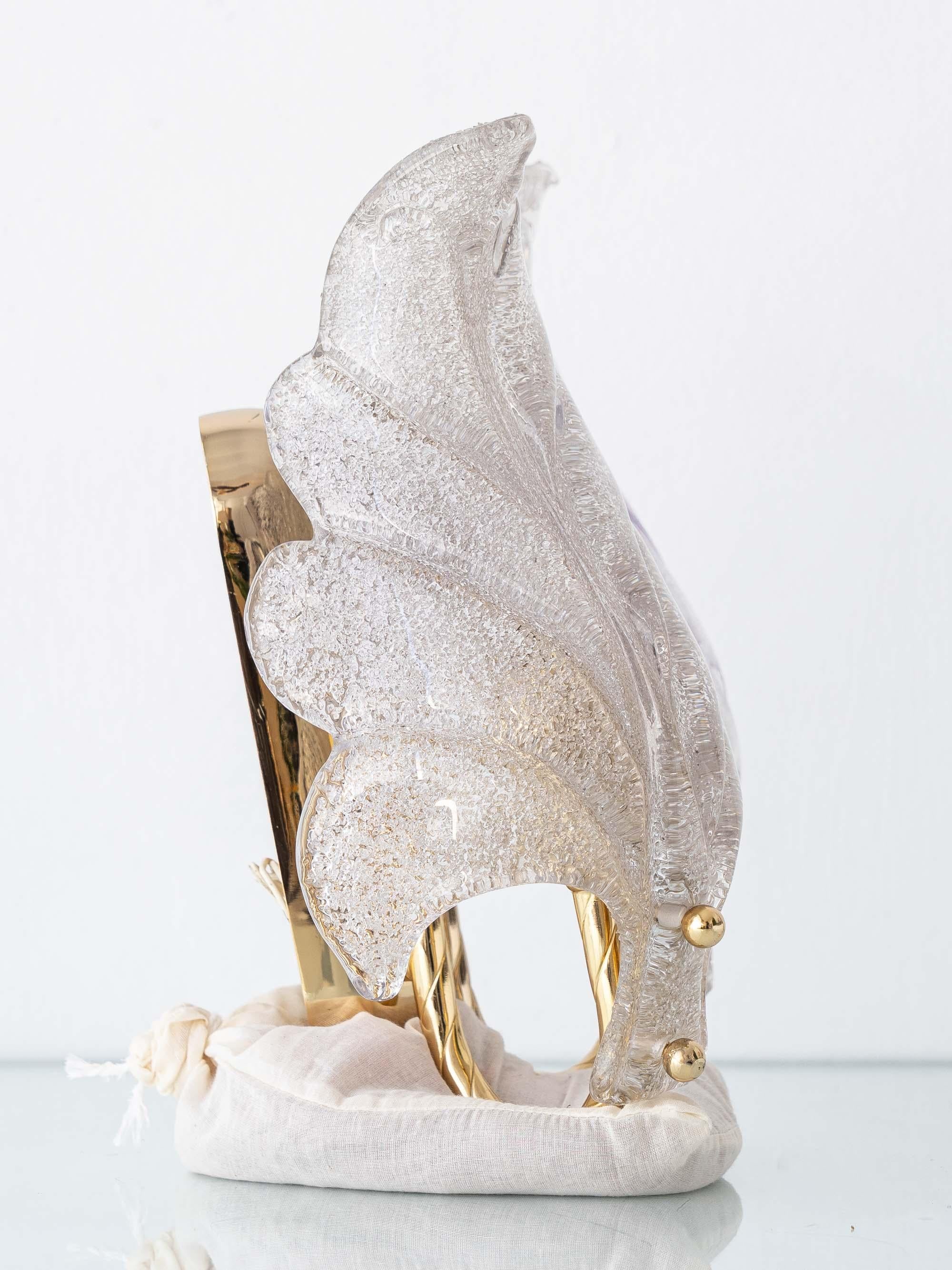 Aplique de pared de latón con doble hoja de cristal Graniglia de Murano, Italia, años 60 Italiano en venta