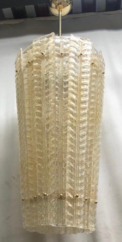 Murano "Graniglia" Round Gold Color Mid-Century Chandelier and Pendants, 1990