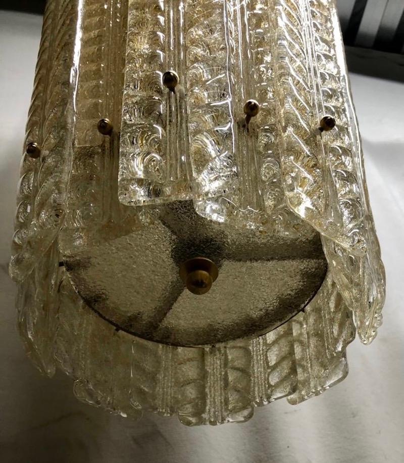 Ottone Lampadario e pendenti tondi color oro di Murano 