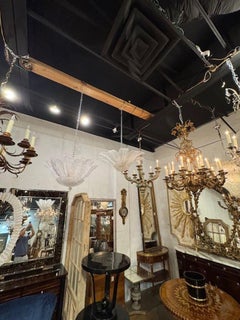 Murano Granola Glass Palm Leaf Flush Mount Chandelier