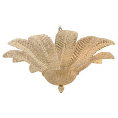 Murano Granola Glass Palm Leaf Flush Mount Chandelier