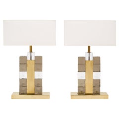 Murano Gray and Clear Cube Lamps