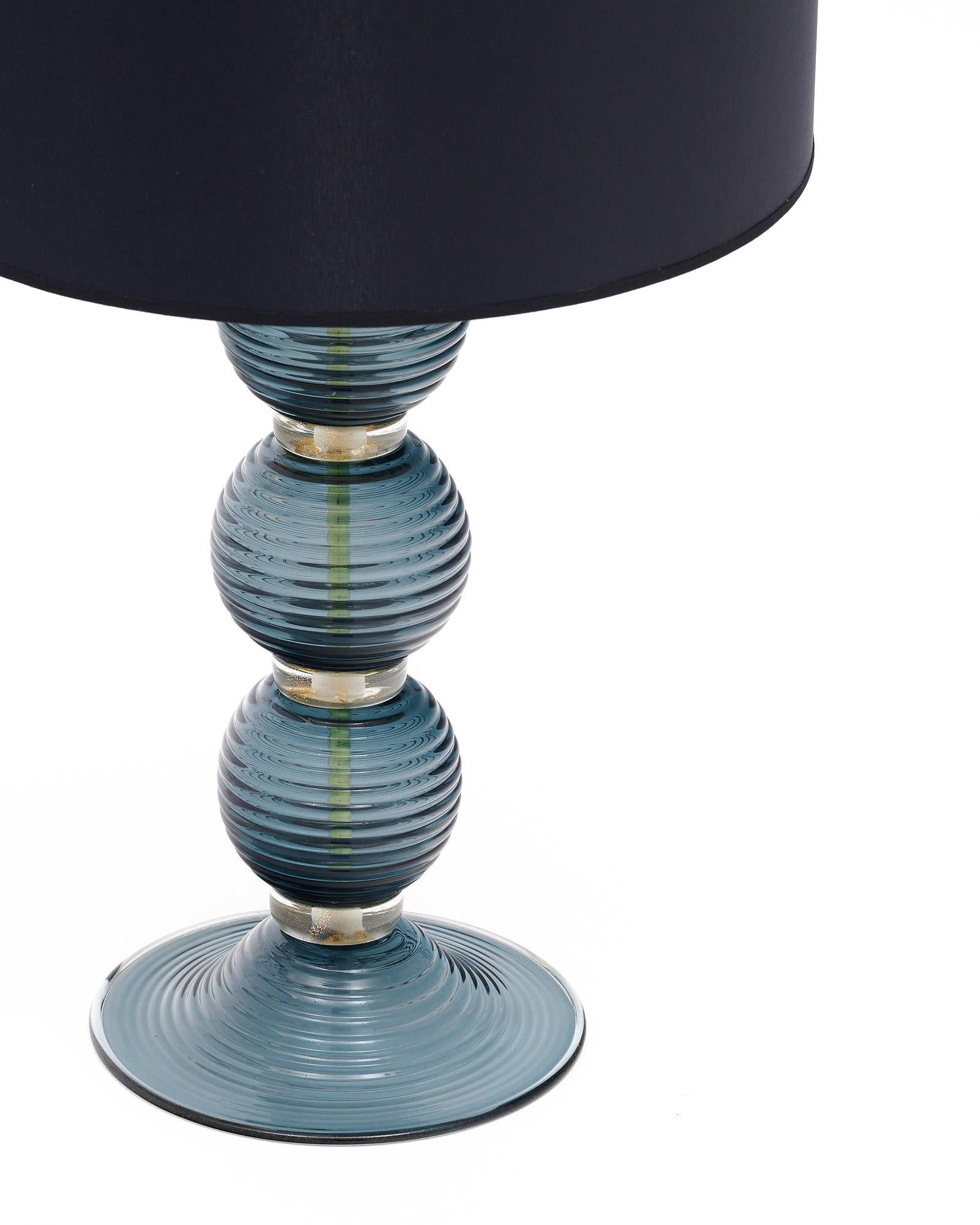 Mid-Century Modern Paire de lampes de table en verre gris de Murano en vente