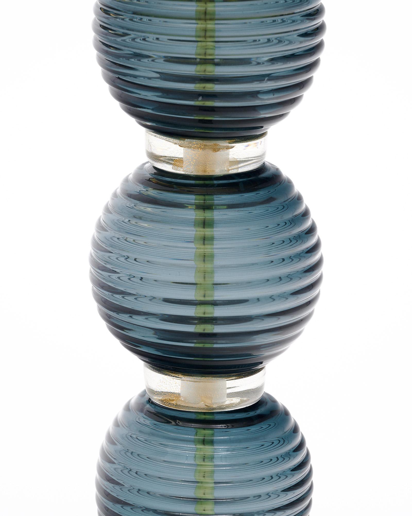 Paire de lampes de table en verre gris de Murano Neuf - En vente à Austin, TX