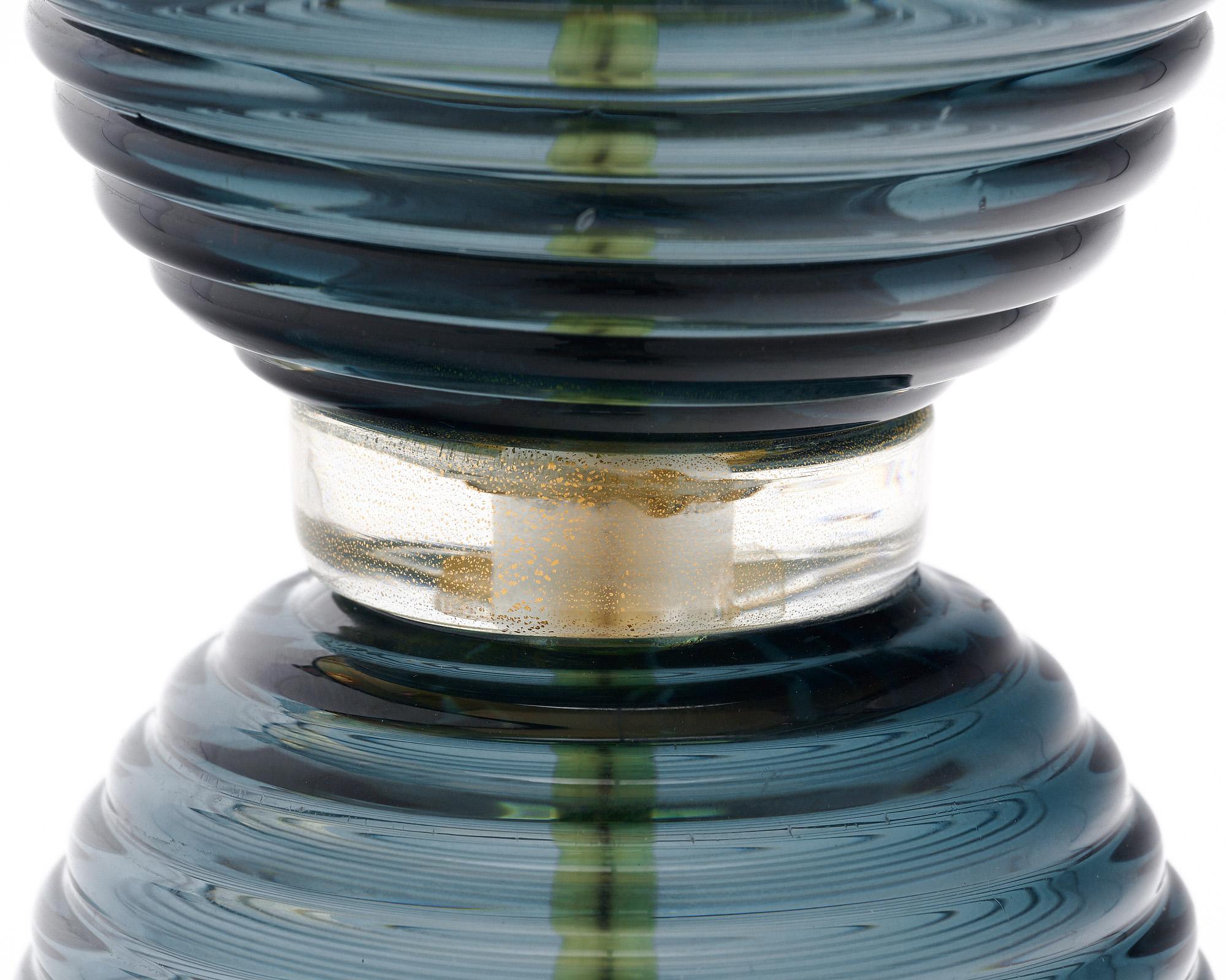 XXIe siècle et contemporain Paire de lampes de table en verre gris de Murano en vente