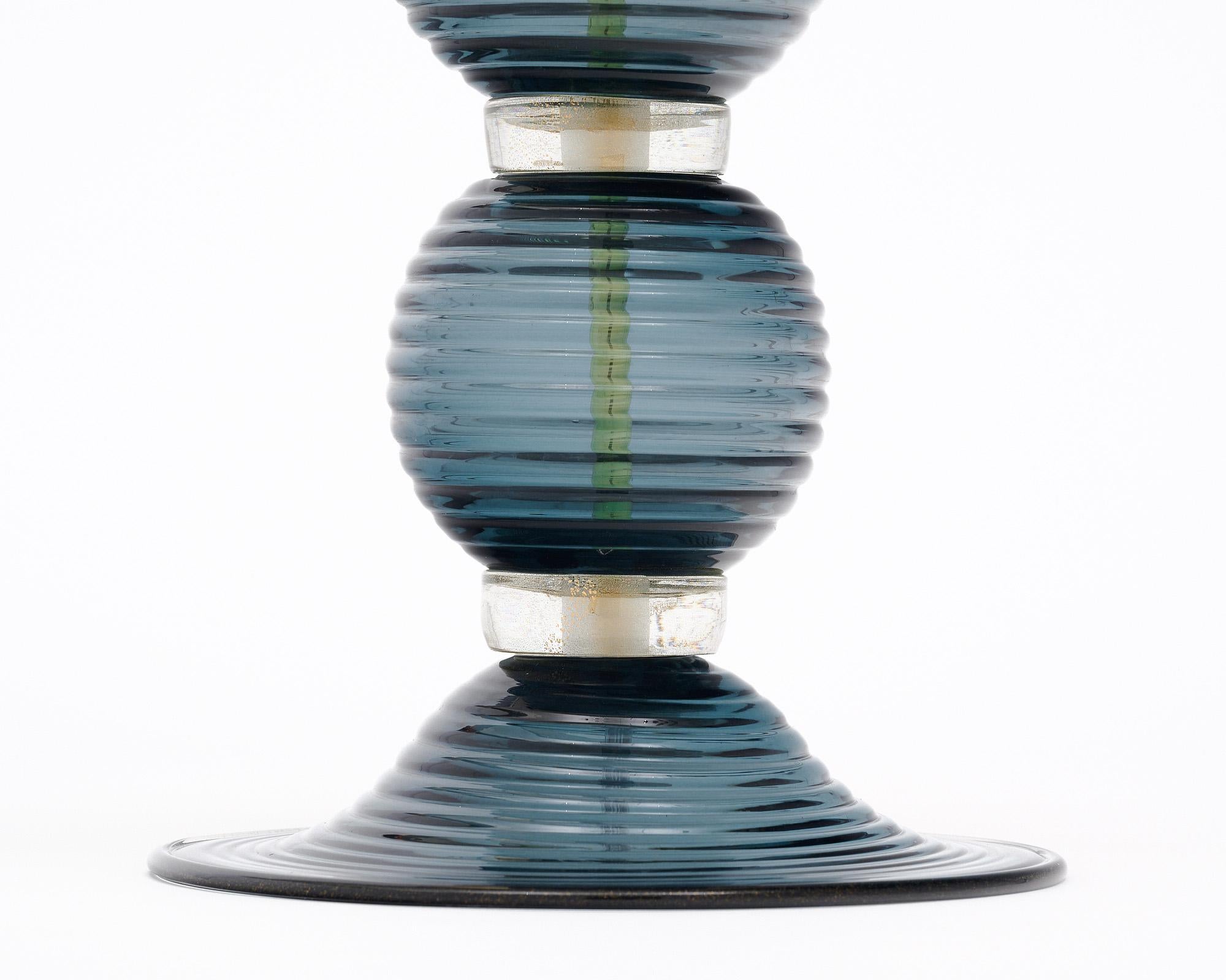 Paire de lampes de table en verre gris de Murano en vente 1